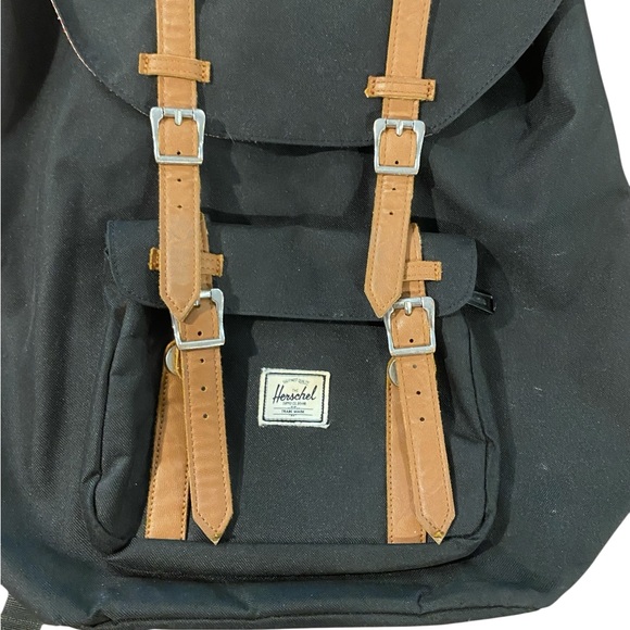 Herschel Supply Company Black Backpack with Tan Straps display picture 2